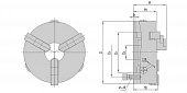 Трехкулачковый токарный патрон K11-325 MetalCraft, без фланца