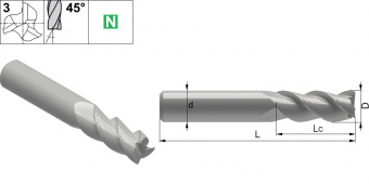 AL-3E-D20.0 Фреза концевая твердосплавная (SANT)
