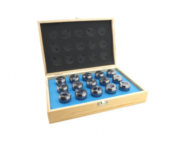 ER40-SET-15-OM Набор цанг ER40 - 15 шт. (4,5,6,7,8,9,10,12,14,15,16,18,20,22,25 мм) в деревянном кейсе