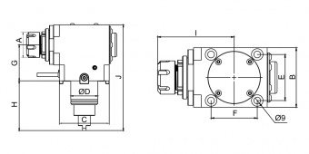 BMT45-HF-ER25 Приводной инструментальный блок (MetalCraft) для цанг ER25 (осевое крепление, тип HF)