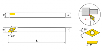 SDJCR1212JX11N-TX Резец токарный (державка) по металлу