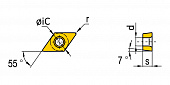 1NU-DCGW11T308-KBCN700 Пластина для точения с напайками PCBN